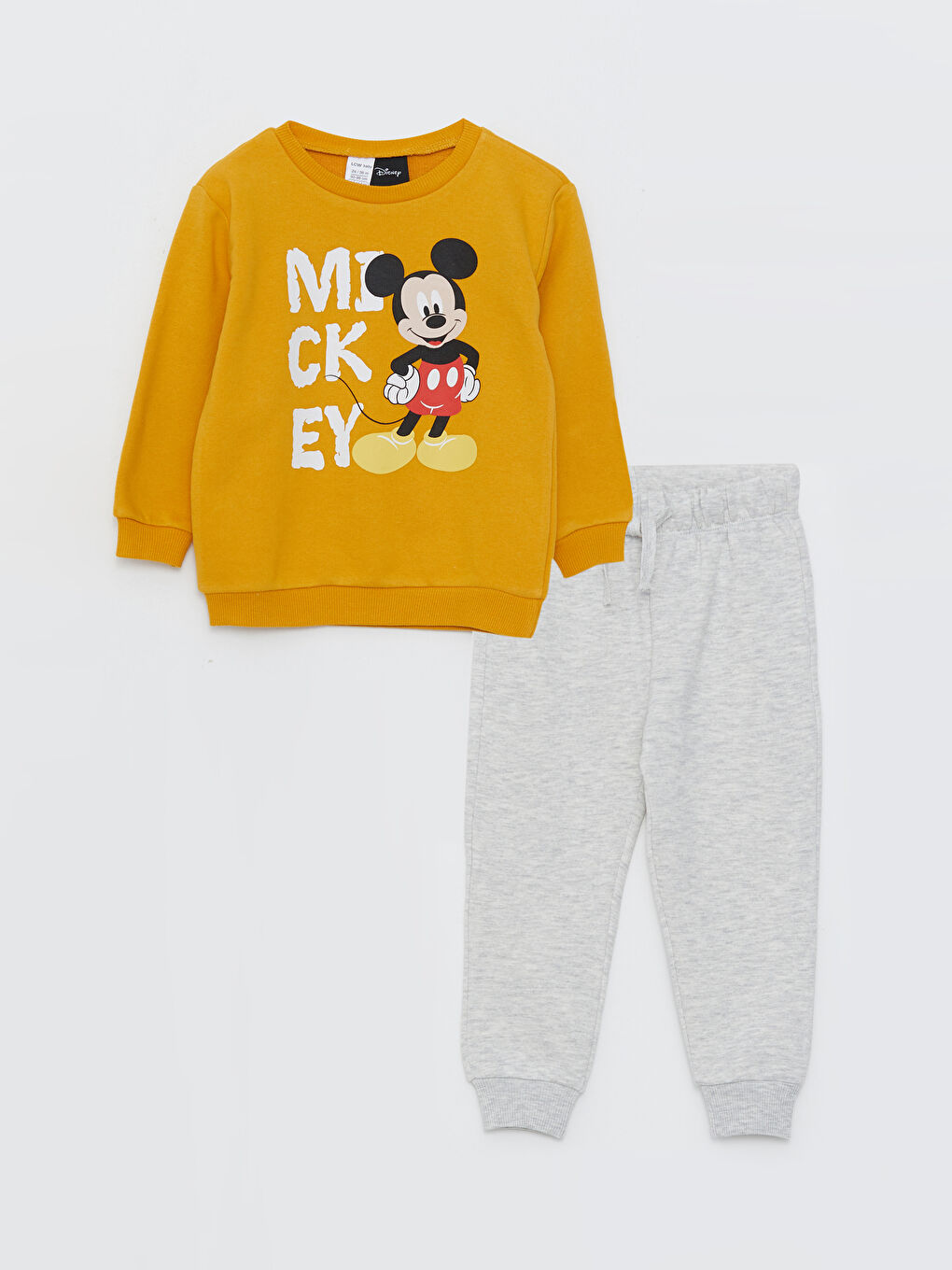 LCW baby Crew Neck Long Sleeve Mickey Mouse Printed Baby Boys' Sweatshirt and Sweatpants 2 Pack Set -W2HQ06Z1-FGJ