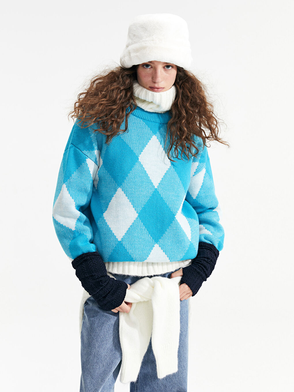 Rundhalsausschnitt Bedruckter Langarm Strickpullover für Damen-1