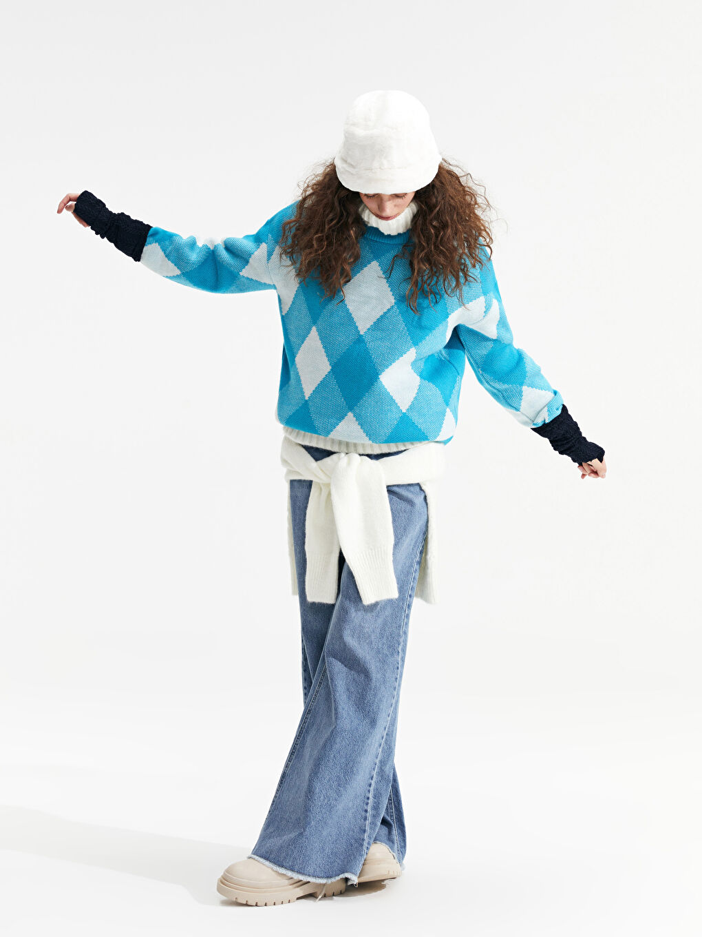 Rundhalsausschnitt Bedruckter Langarm Strickpullover für Damen-2