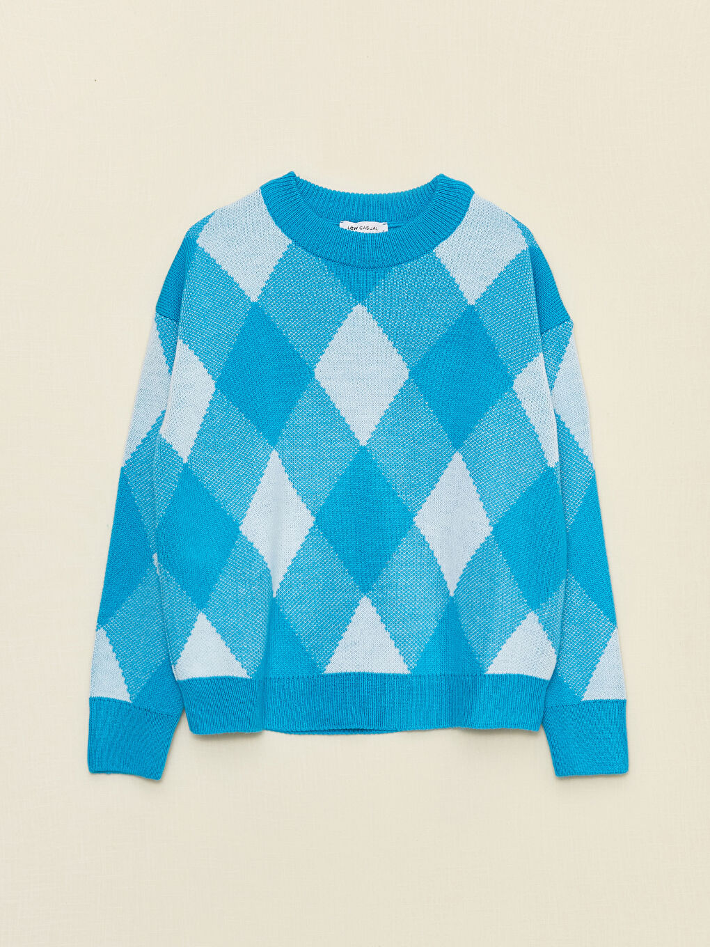 Rundhalsausschnitt Bedruckter Langarm Strickpullover für Damen-9