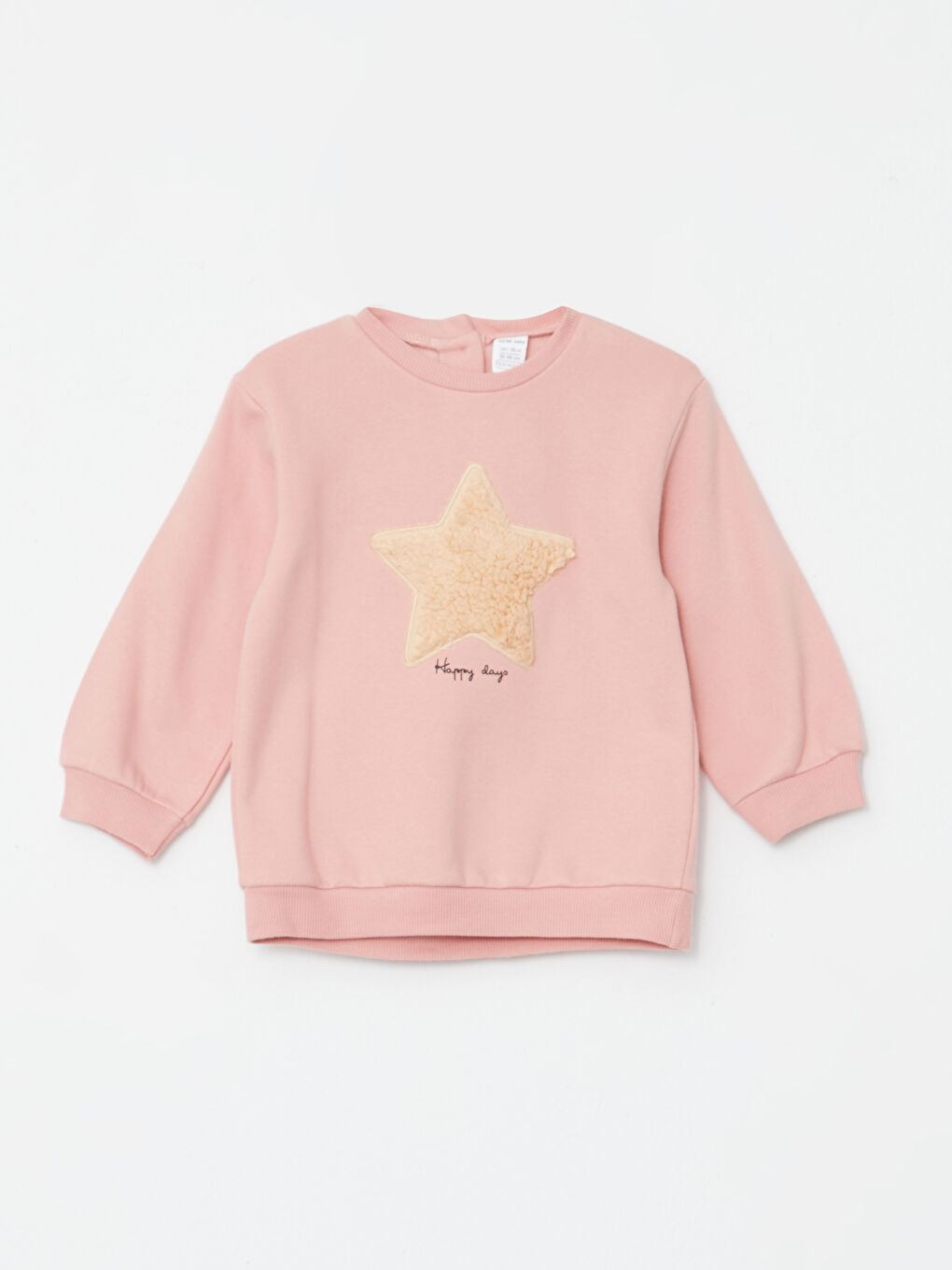 Pembe Bisiklet Yaka Uzun Kollu Baskılı Kız Bebek Sweatshirt ve Pantolon 2'li Takım-1