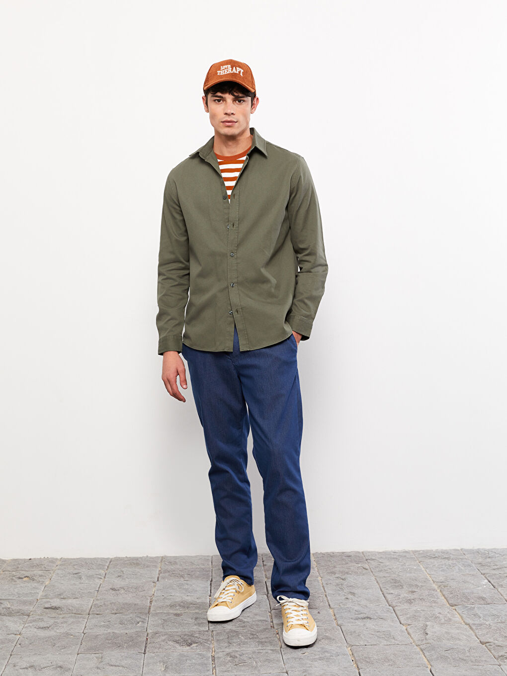 XSIDE Slim Fit Long Sleeve Gabardine Men's Shirt -W2HQ17Z8-J2L