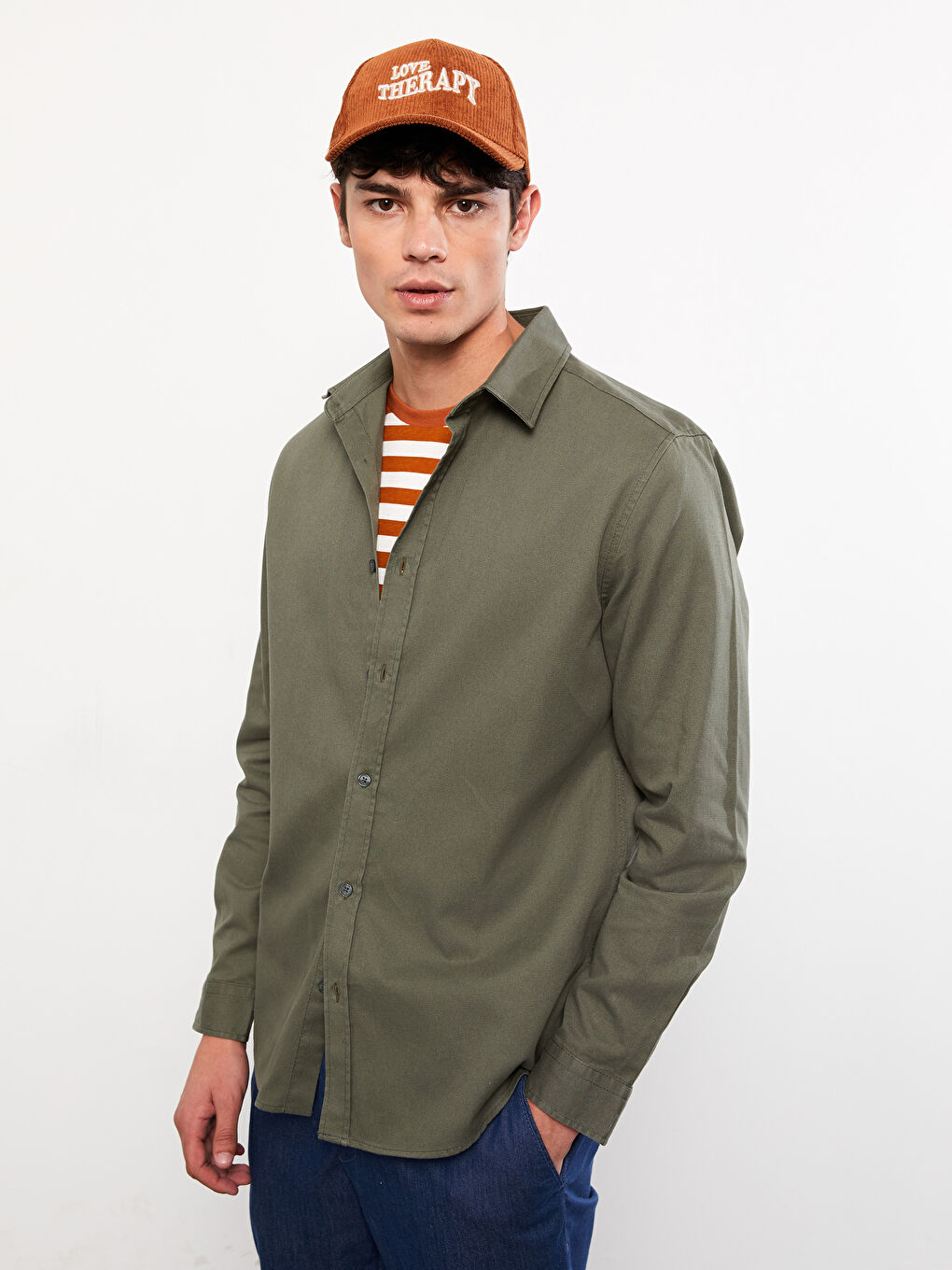 XSIDE Slim Fit Long Sleeve Gabardine Men's Shirt -W2HQ17Z8-J2L