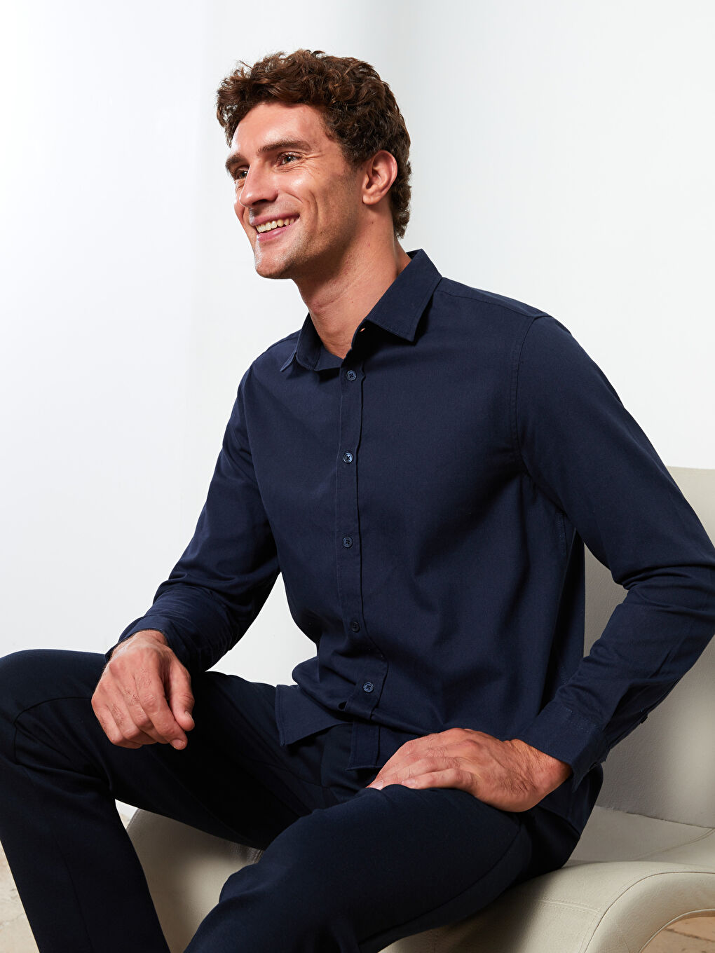 XSIDE Slim Fit Uzun Kollu Gabardin Erkek Gömlek -W2HQ17Z8-J2Y