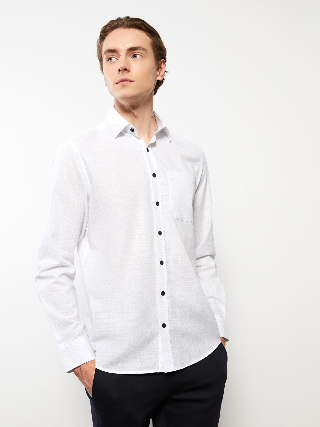 Mavi Regular Fit Uzun Kollu Desenli Erkek Gömlek