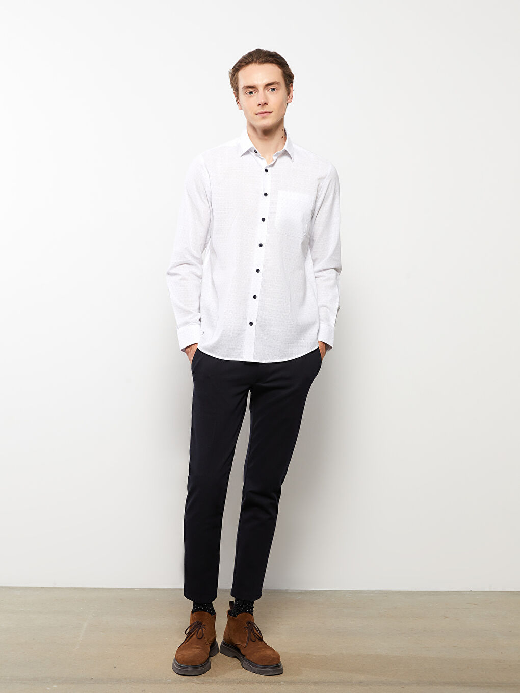 Mavi Regular Fit Uzun Kollu Desenli Erkek Gömlek-2