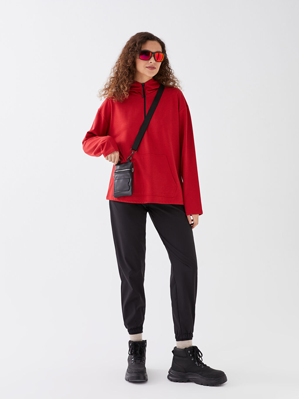 Hooded Printed Long Sleeve Women's Sweatshirt-2