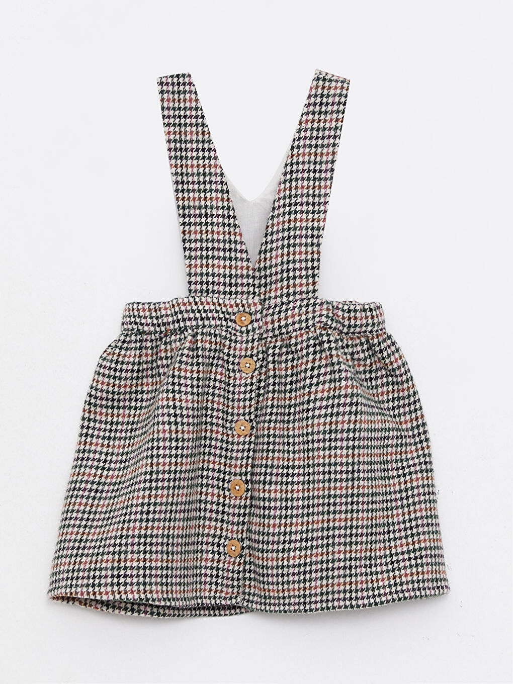 Ekru V Yaka Desenli Kız Bebek Elbise