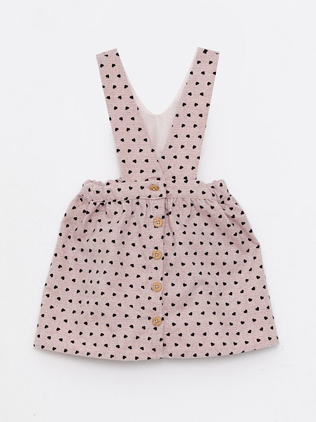 Pembe V Yaka Desenli Kız Bebek Elbise