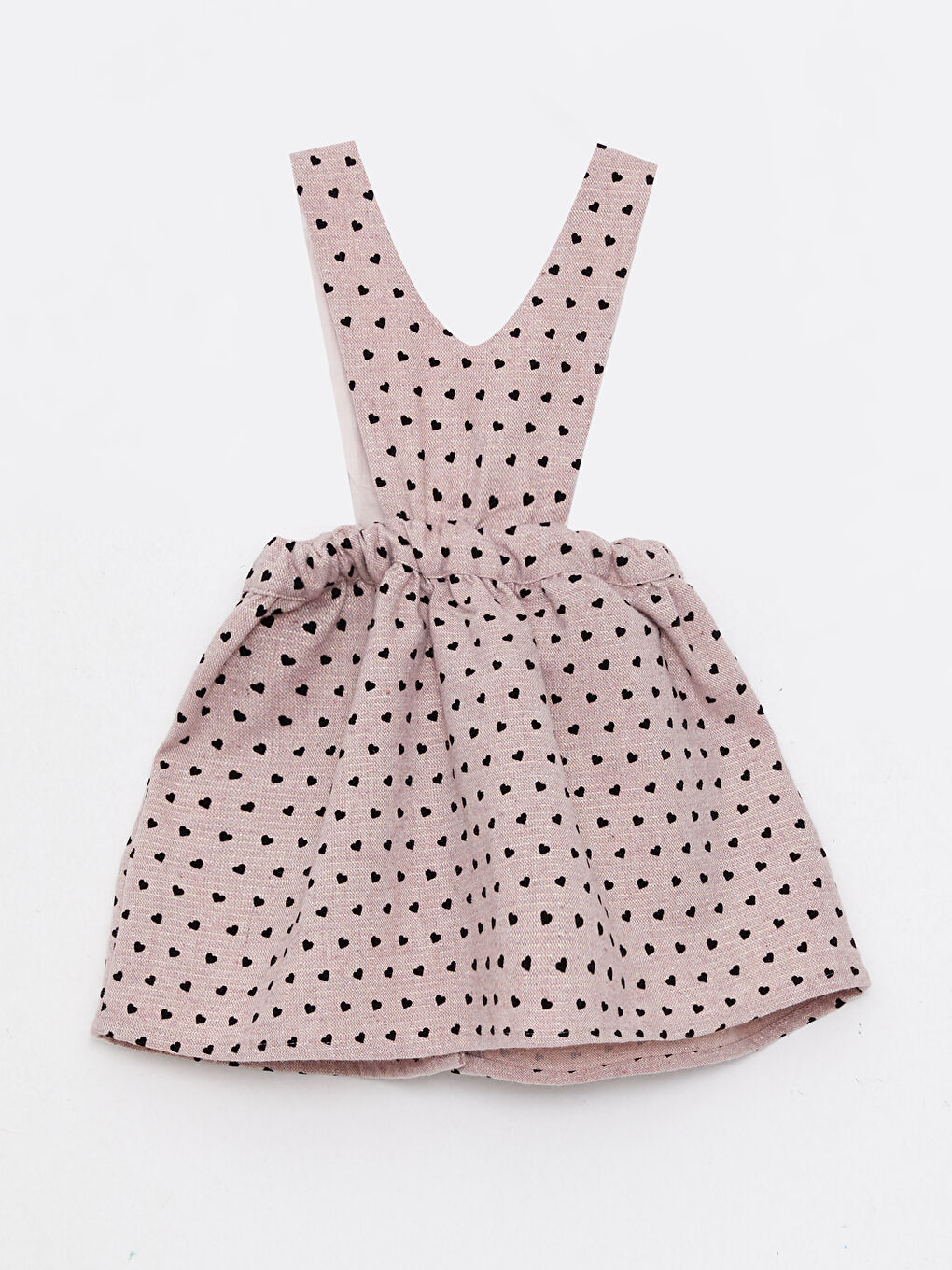 Pembe V Yaka Desenli Kız Bebek Elbise-1