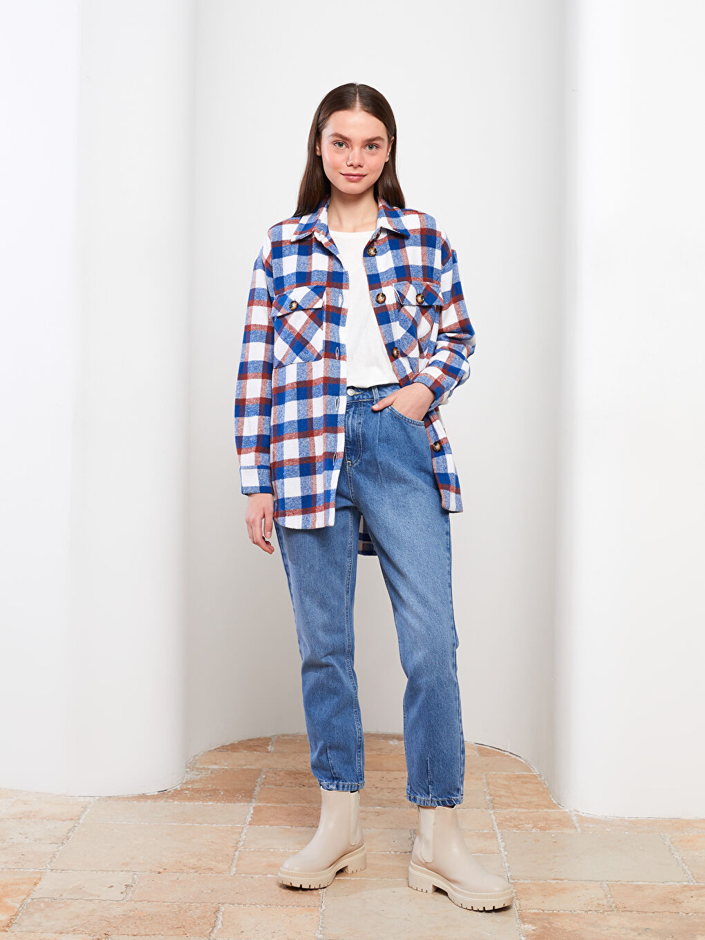 İndigo Kadın Mom Fit Düz Jean Pantolon-1