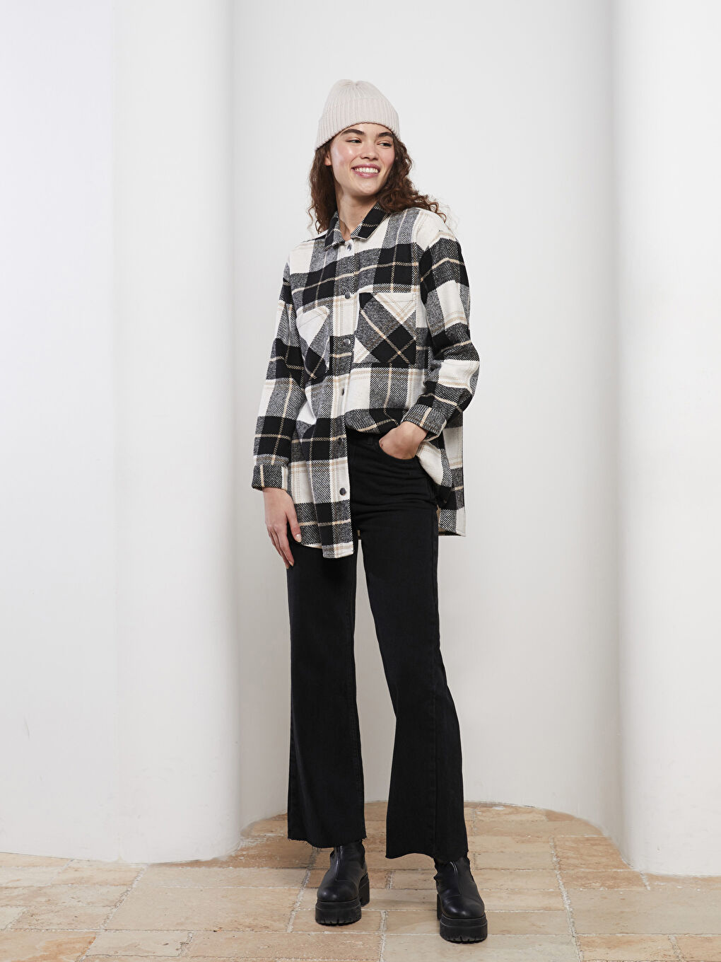 Әйелдерге арналған кең балақ стандартты деним джинс шалбар-1