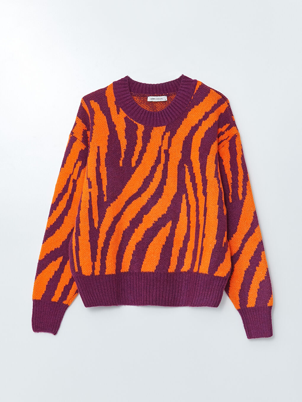 Crew Neck Patterned Long Sleeve Women's Knitwear Sweater-4