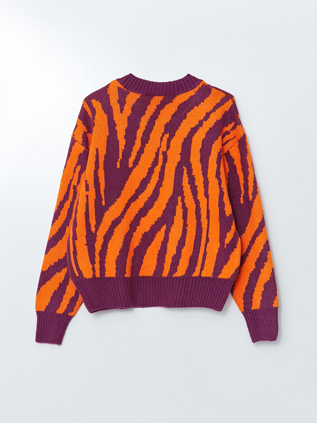 Crew Neck Patterned Long Sleeve Women's Knitwear Sweater-5