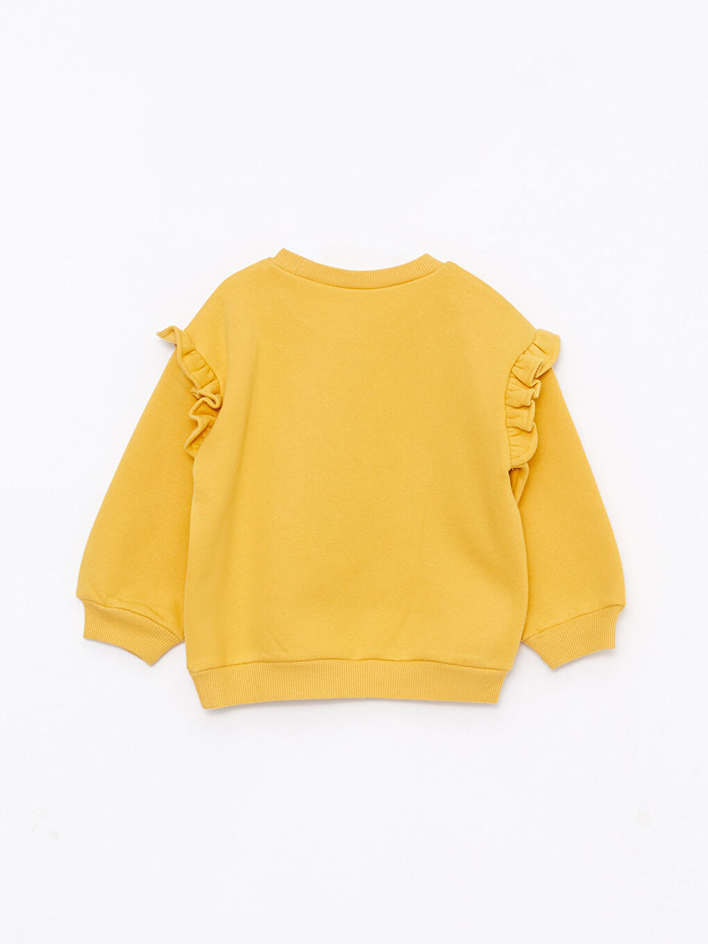 Sarı Bisiklet Yaka Uzun Kollu Nakış Detaylı Kız Bebek Sweatshirt-1