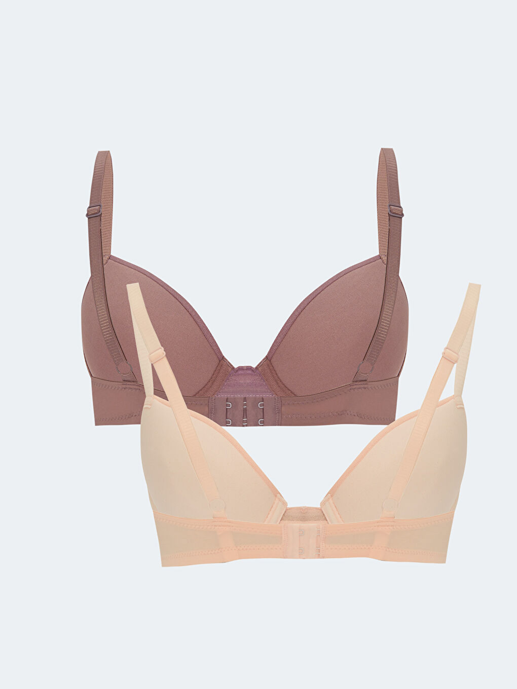 Pembe Balenli Dolgusuz Düz Tişört Sütyen 2'li Paket-1