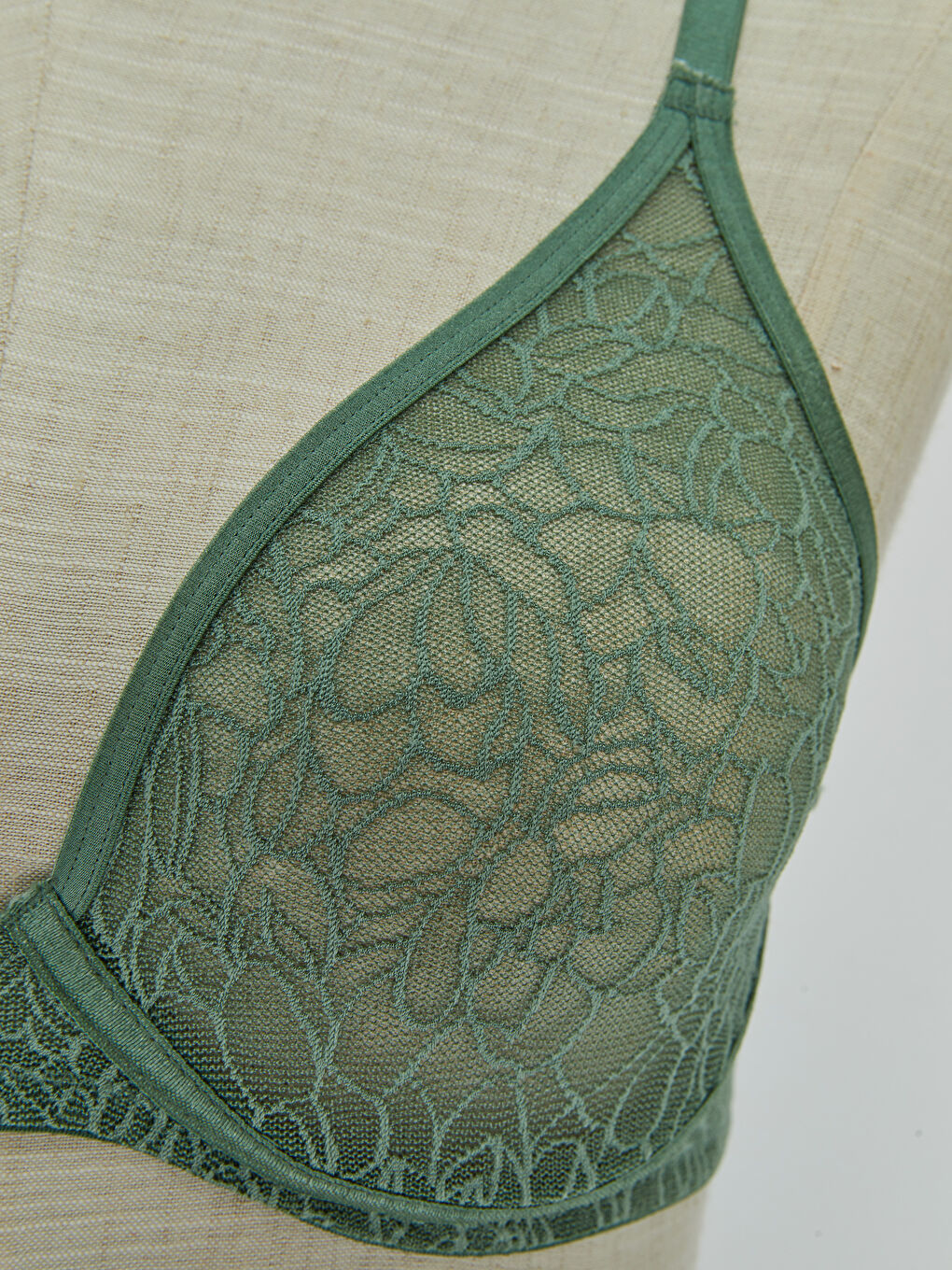 Yeşil Balenli Dolgusuz Dantelli Tişört Sütyen 2'li Paket-2