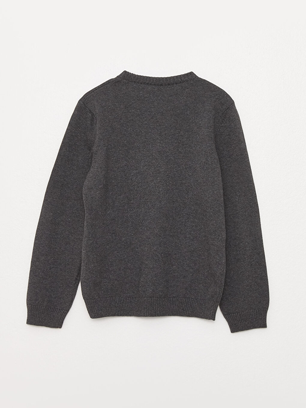 Antrasit Bisiklet Yaka Nakışlı Uzun Kollu Erkek Çocuk Triko Kazak-1