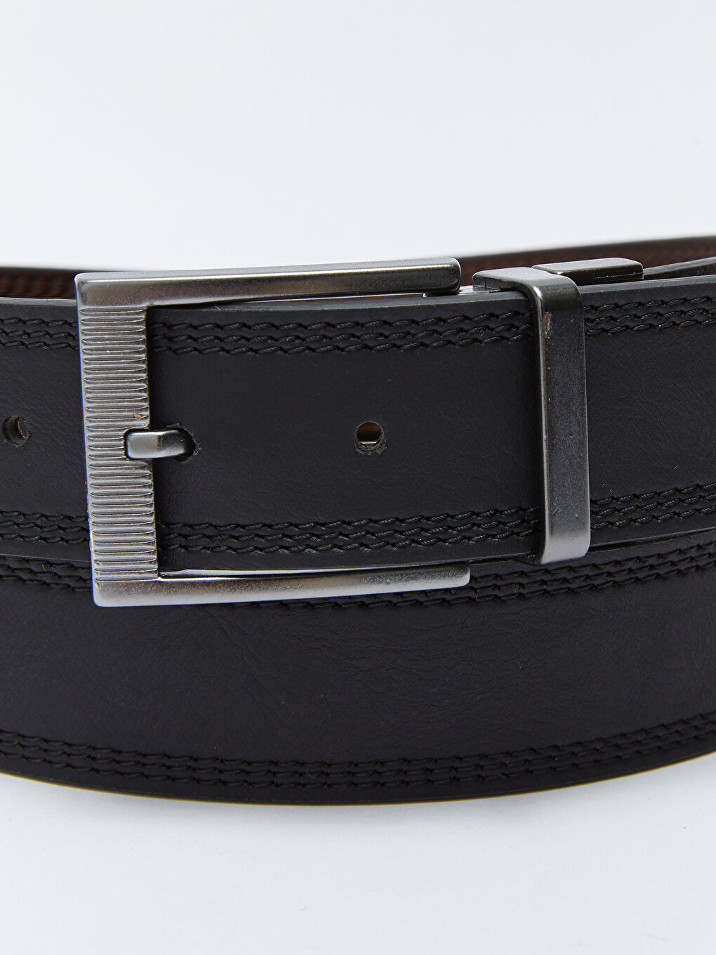 Siyah Deri Görünümlü Erkek Kemer-5