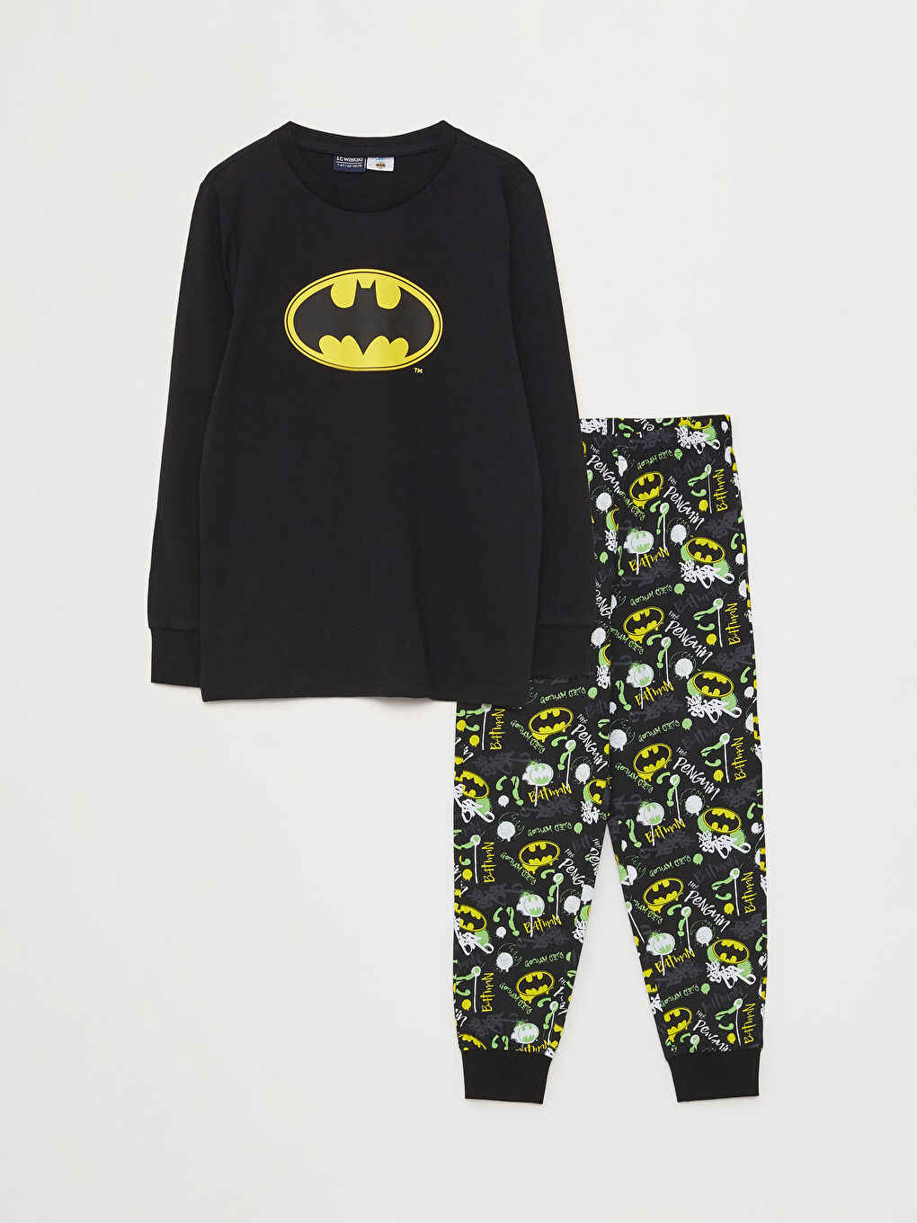 LCW Kids Crew Neck Batman Printed Long Sleeve Boys' Pyjama Set -W2HR37Z4-CVL
