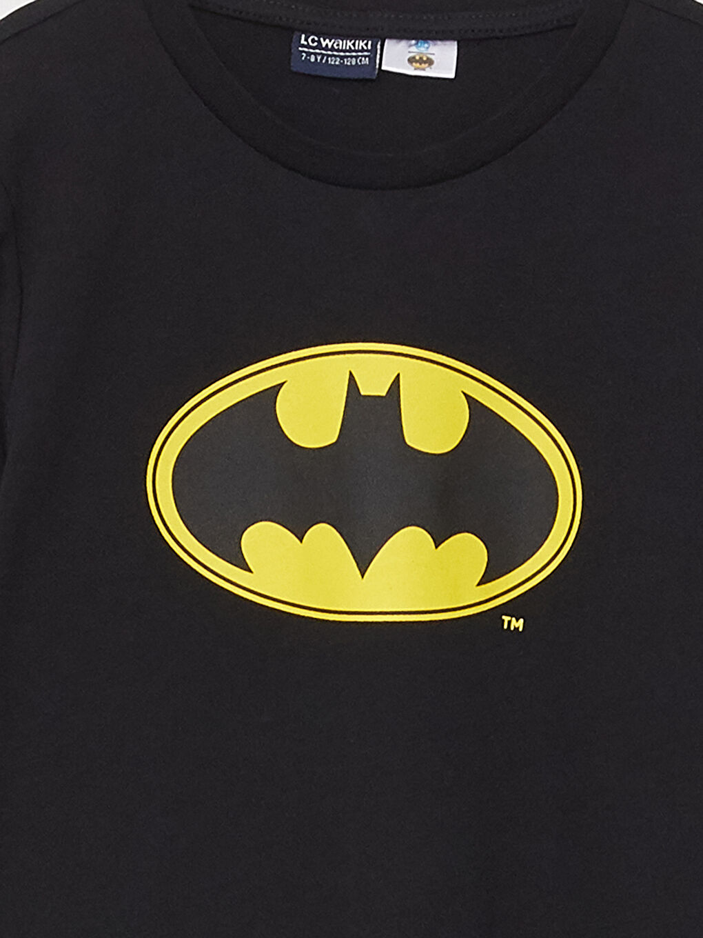 LCW Kids Crew Neck Batman Printed Long Sleeve Boys' Pyjama Set -W2HR37Z4-CVL