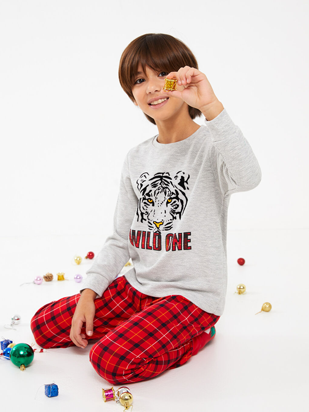 Crew Neck Printed Long Sleeve Boys' Pyjama Set-2