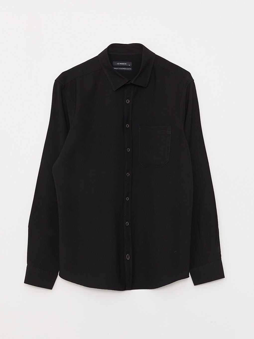 Siyah Regular Fit Uzun Kollu Erkek Gömlek-5