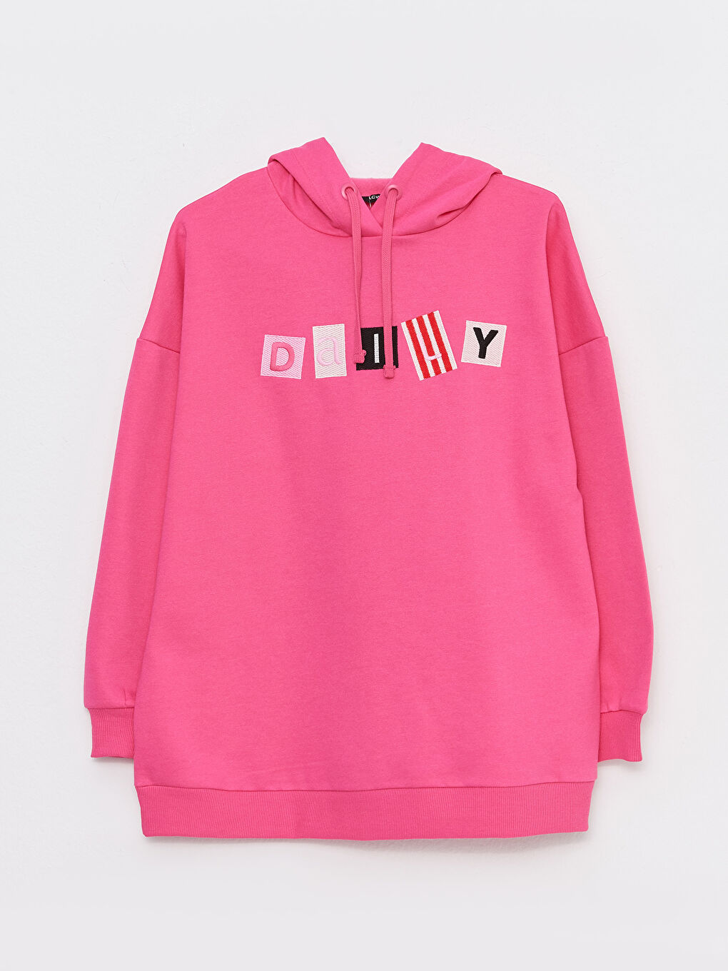 LCW Modest Pembe Baskılı Kadın Kalın Hoodie Tunik - 5