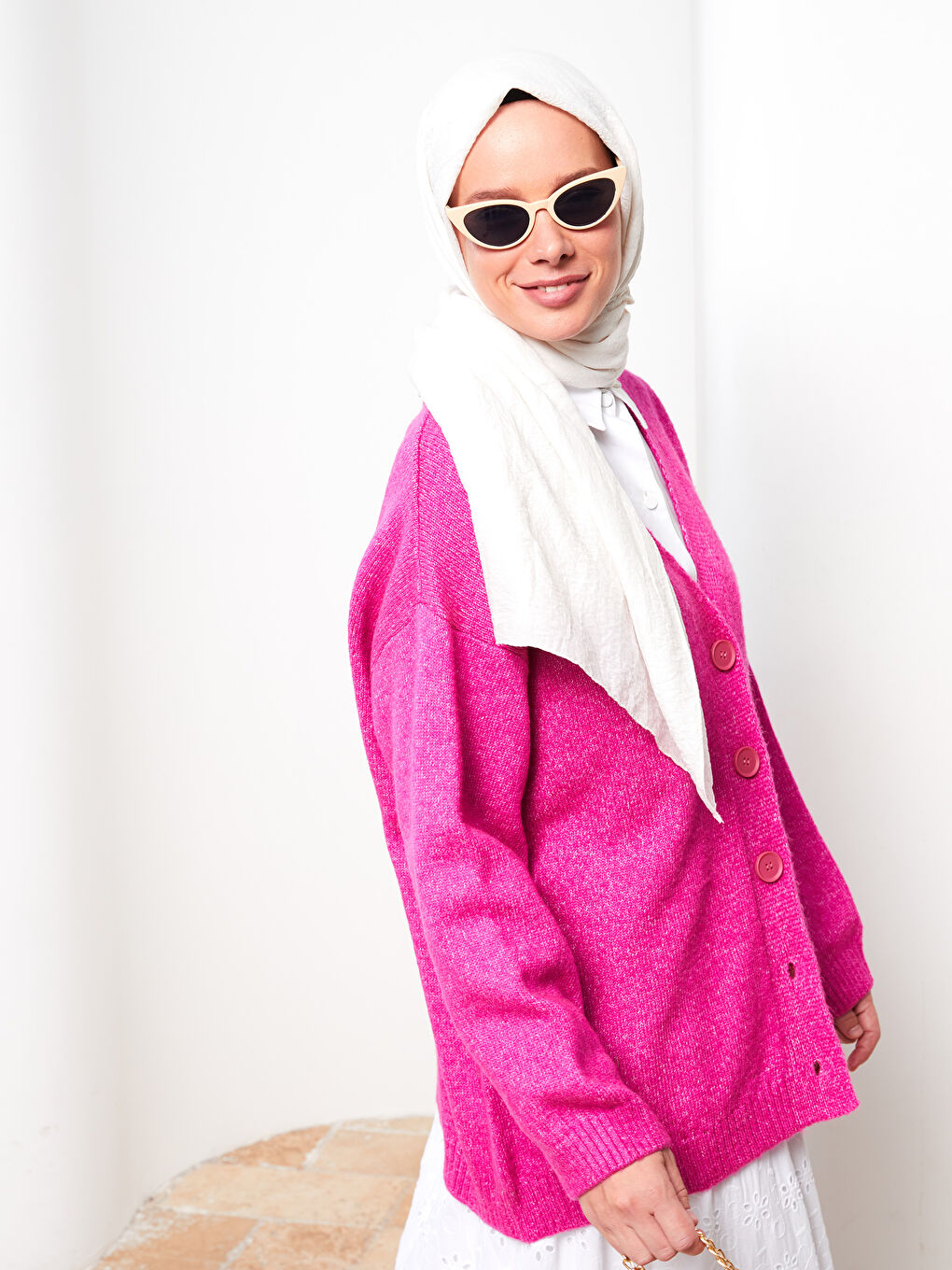 Ekru Kadın Düz  Şal