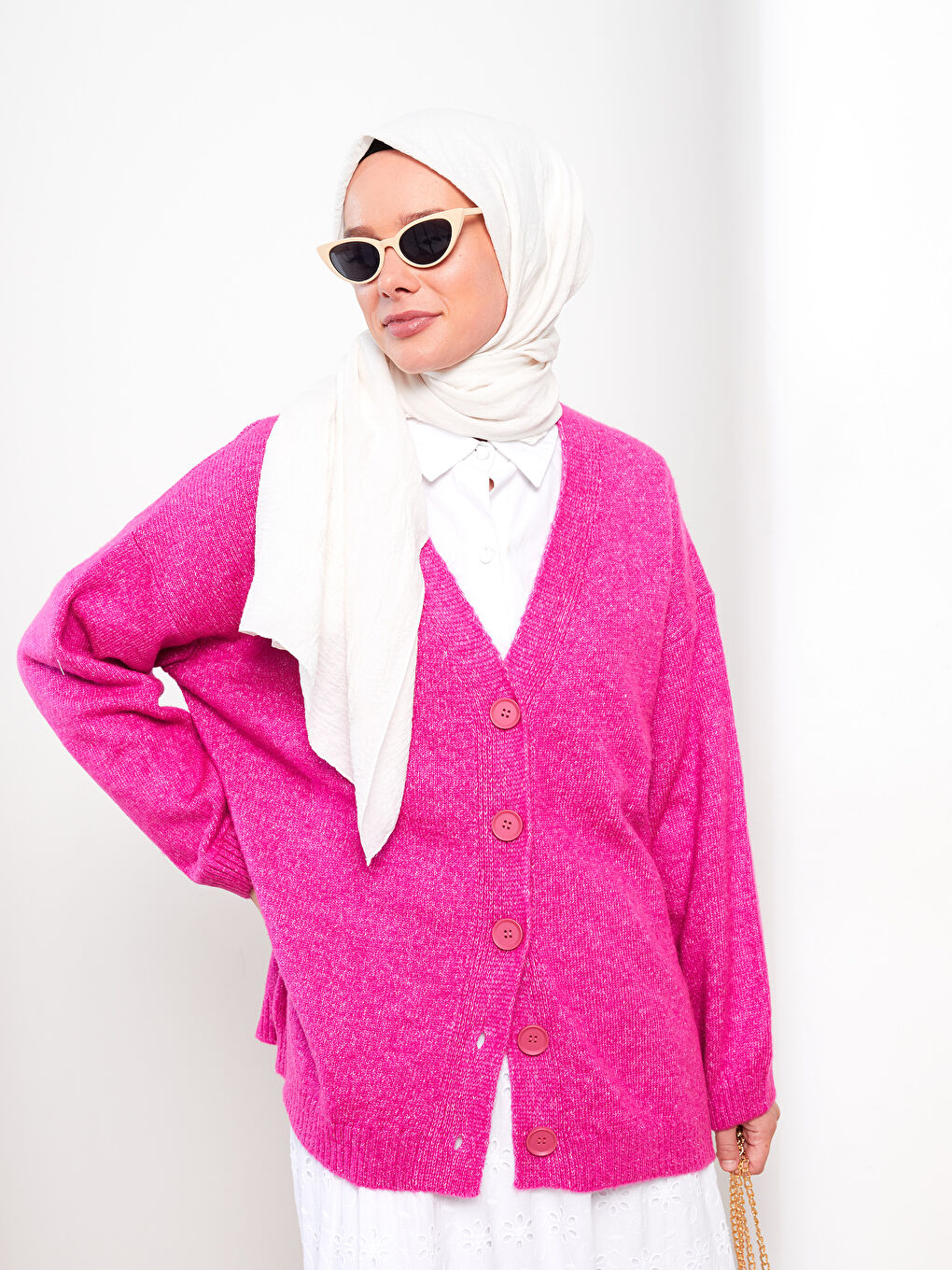 Ekru Kadın Düz  Şal-1