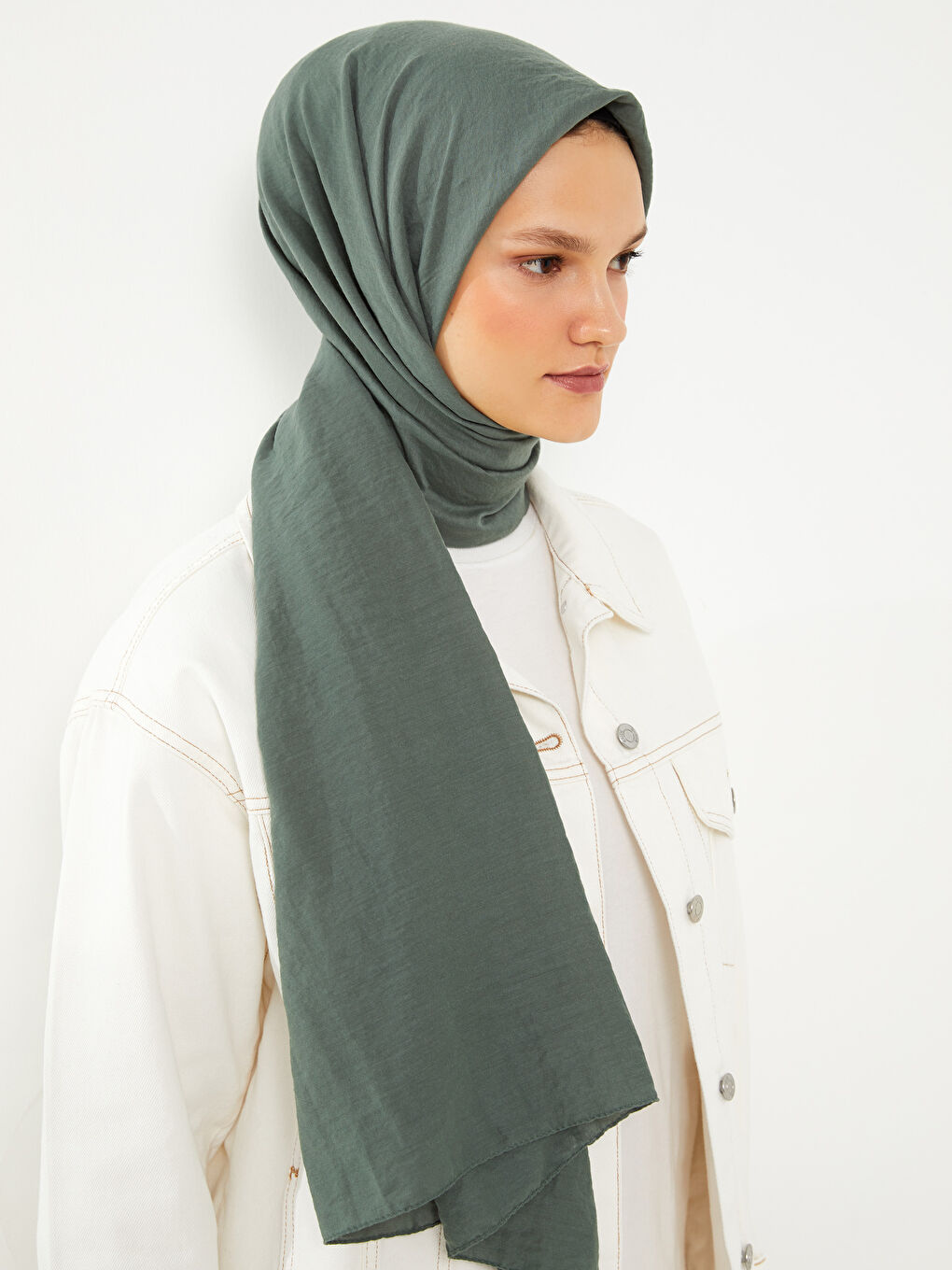Yeşil Kadın Düz  Şal
