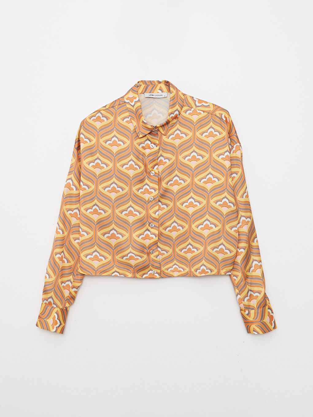 Košulja za Žene od Satena sa Uzorkom i Dugim Rukavima-4