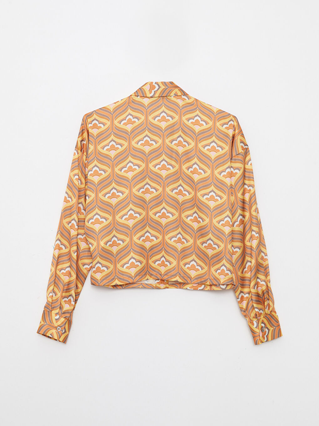 Košulja za Žene od Satena sa Uzorkom i Dugim Rukavima-5