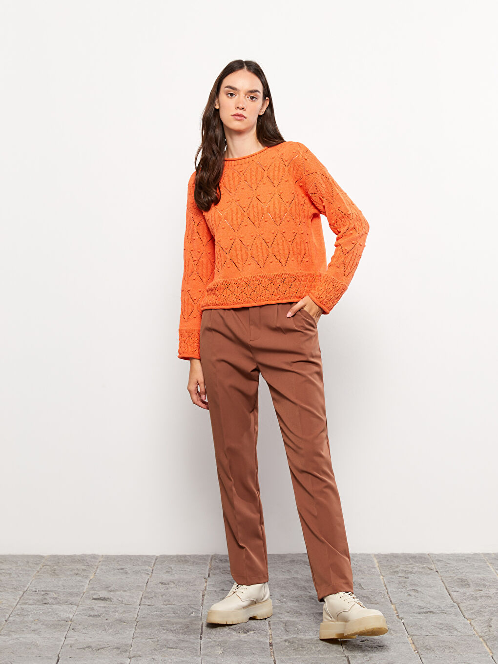 Women's Standard Fit Plain Trousers-1
