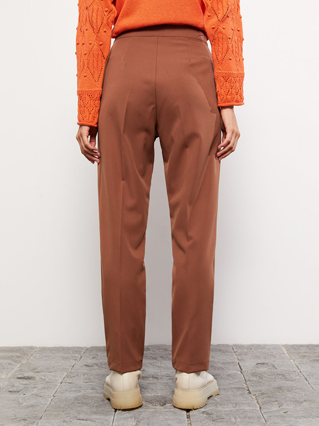 Women's Standard Fit Plain Trousers-4