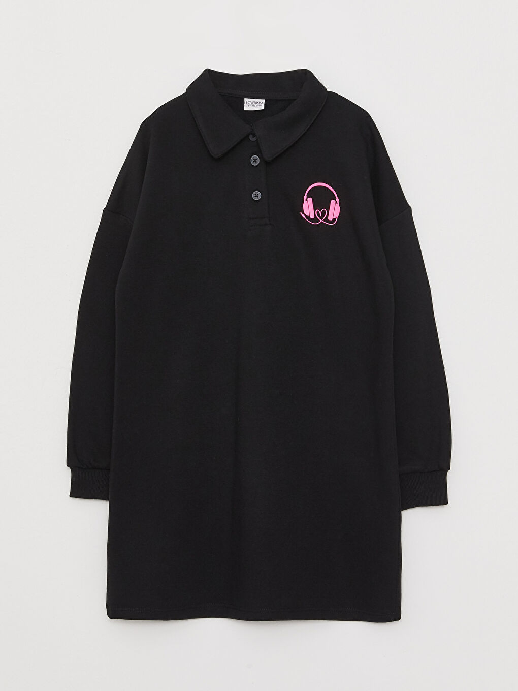 LCW Kids Polo Neck Printed Long Sleeve Girls' Dress -W2HR75Z4-CVL