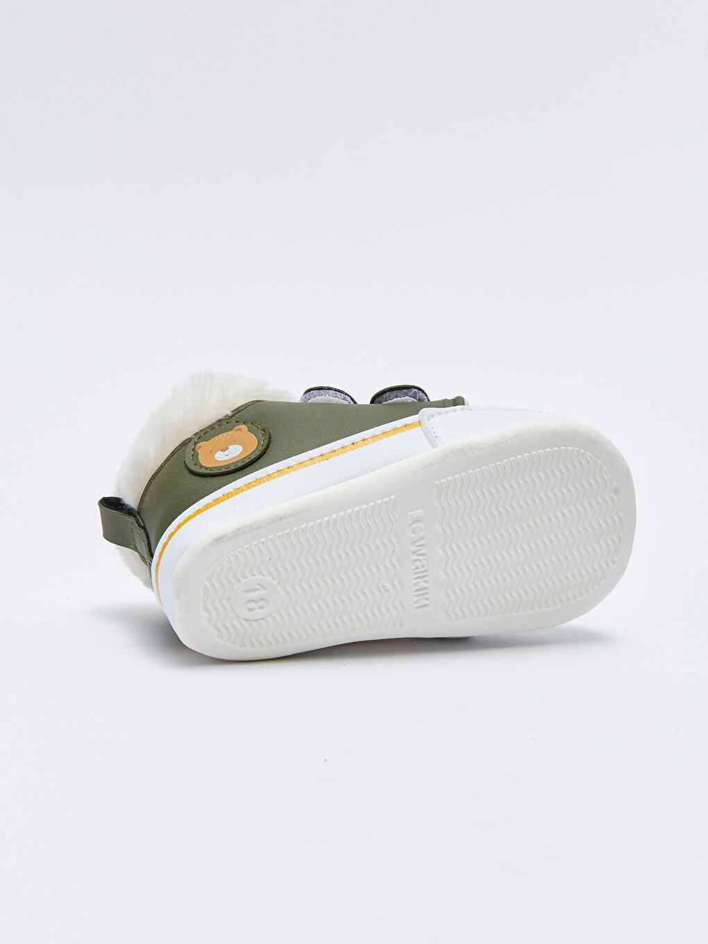 Haki Cırt Cırtlı Yürüme Öncesi Erkek Bebek Ev Ayakkabısı-3