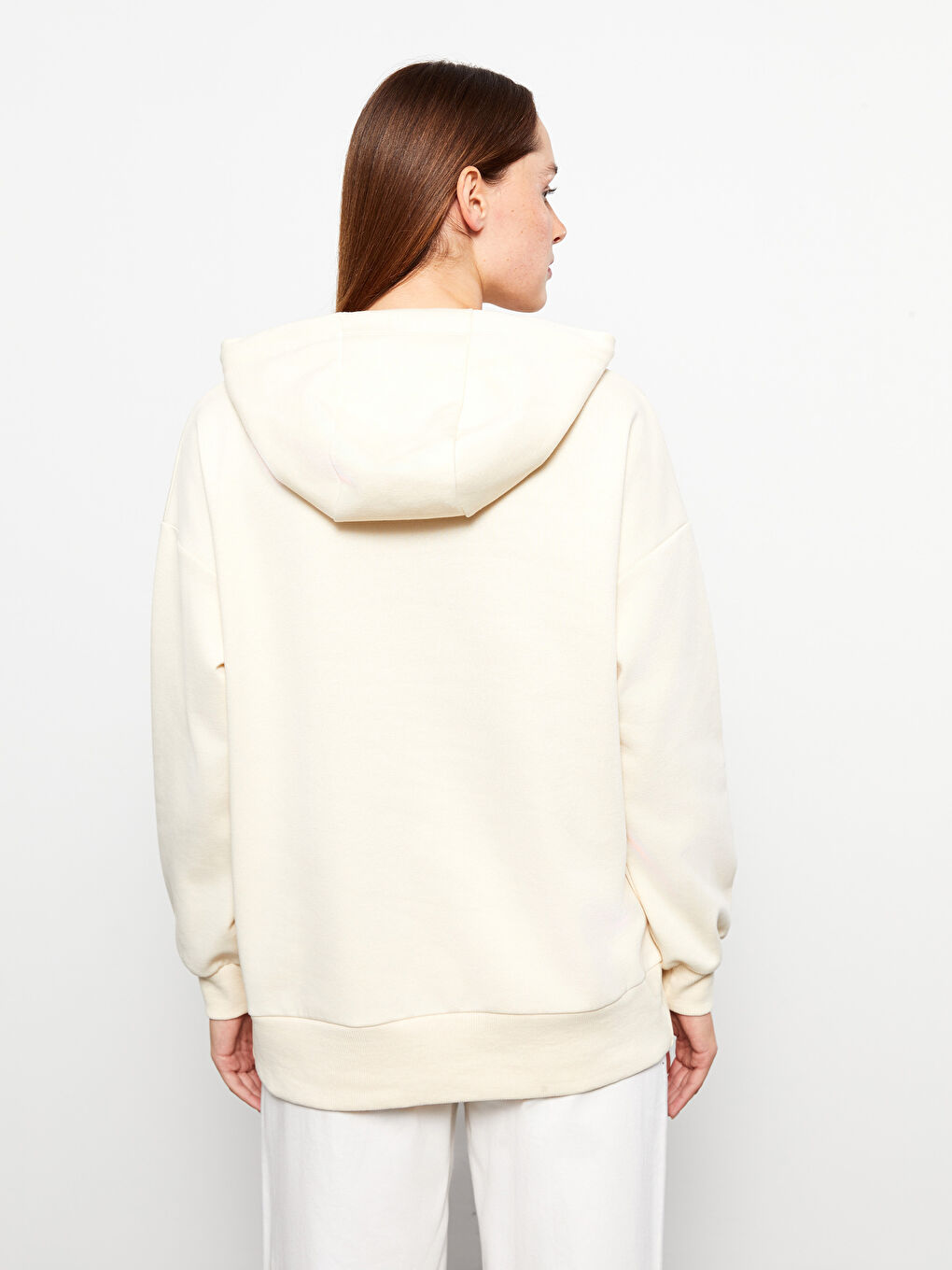 LCW Modest Vanilya Kapüşonlu Düz Kadın Kalın Sweatshirt Tunik - 4