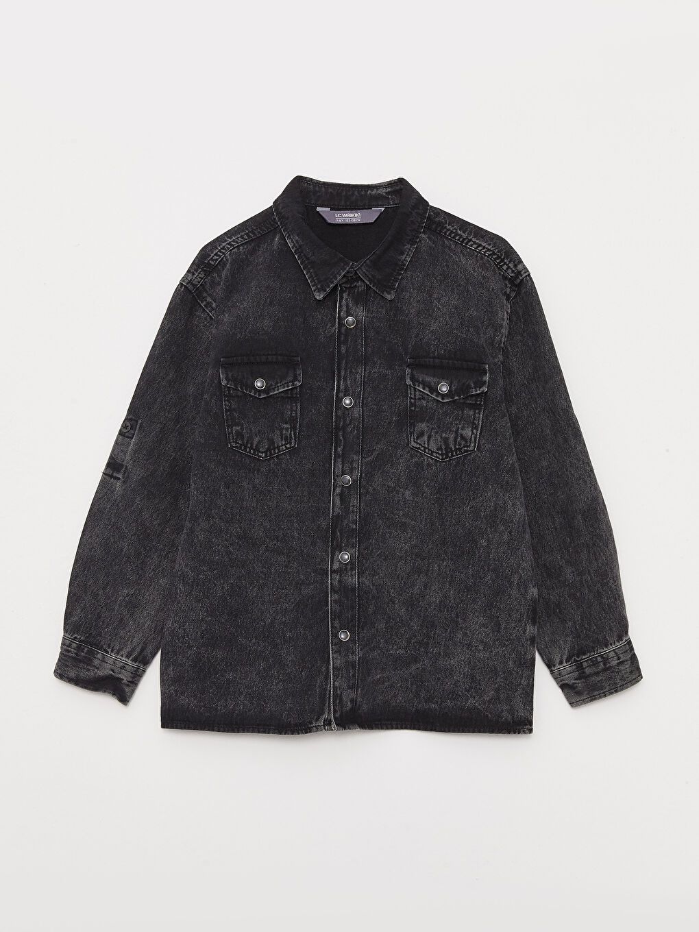 Siyah Basic Uzun Kollu Erkek Çocuk Jean Gömlek