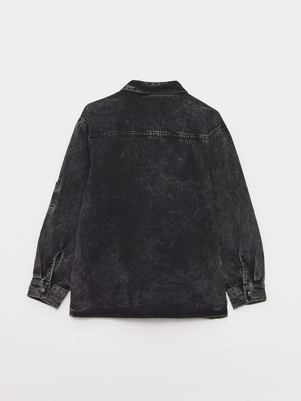 Siyah Basic Uzun Kollu Erkek Çocuk Jean Gömlek-1