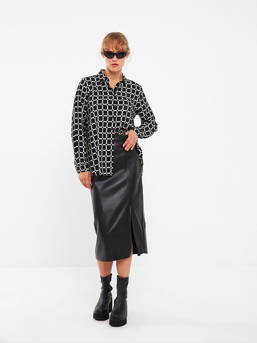 LCWAIKIKI Classic Patterned Long Sleeve Women's Shirt -W2HS23Z8-LQJ