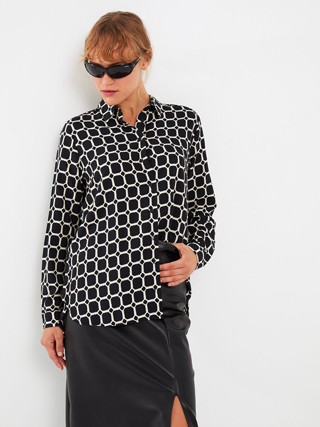 LCWAIKIKI Classic Patterned Long Sleeve Women's Shirt -W2HS23Z8-LQJ