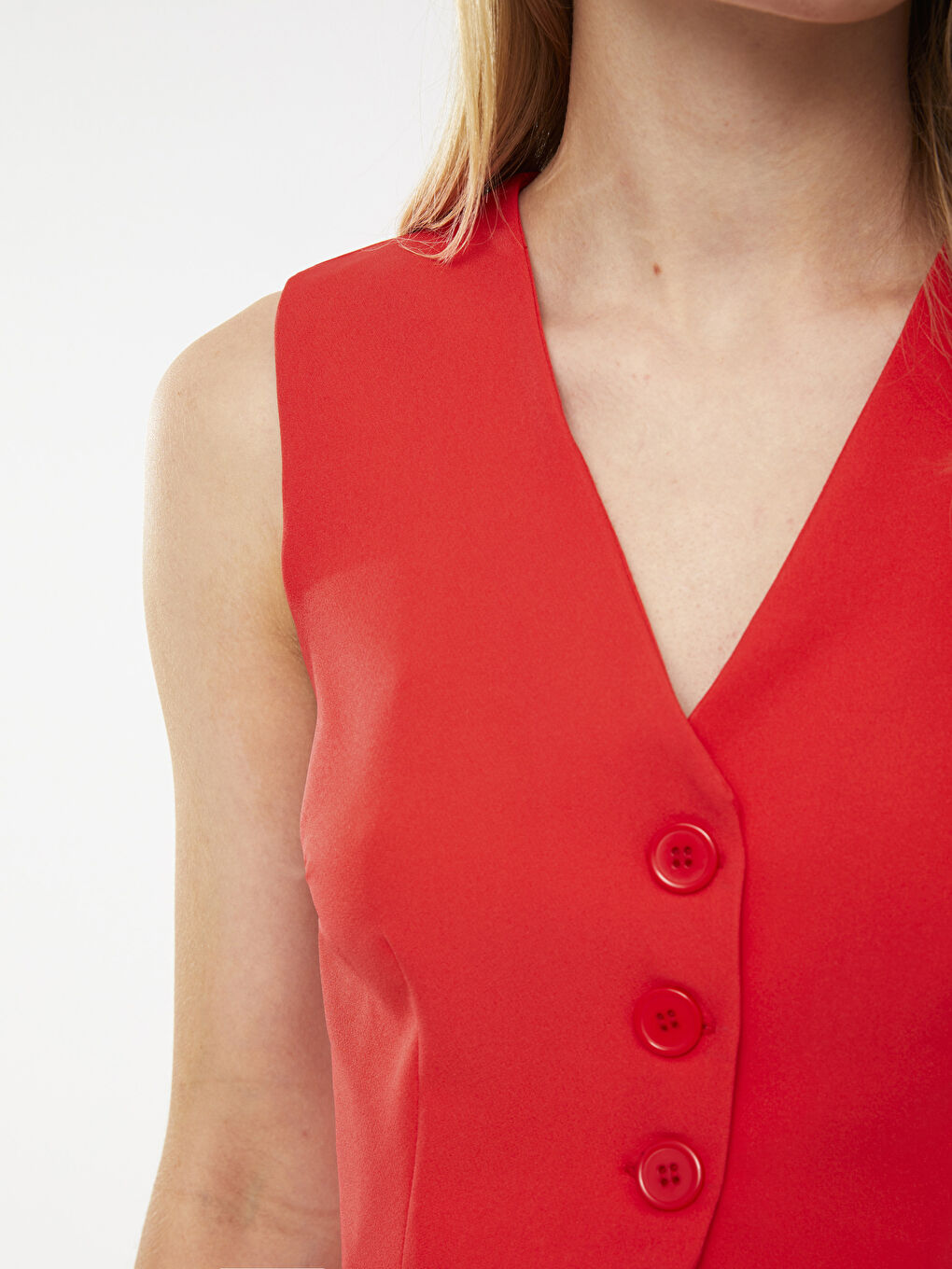 Women's V Neck Plain Classic Waistcoat -W2HS26Z8-GPU