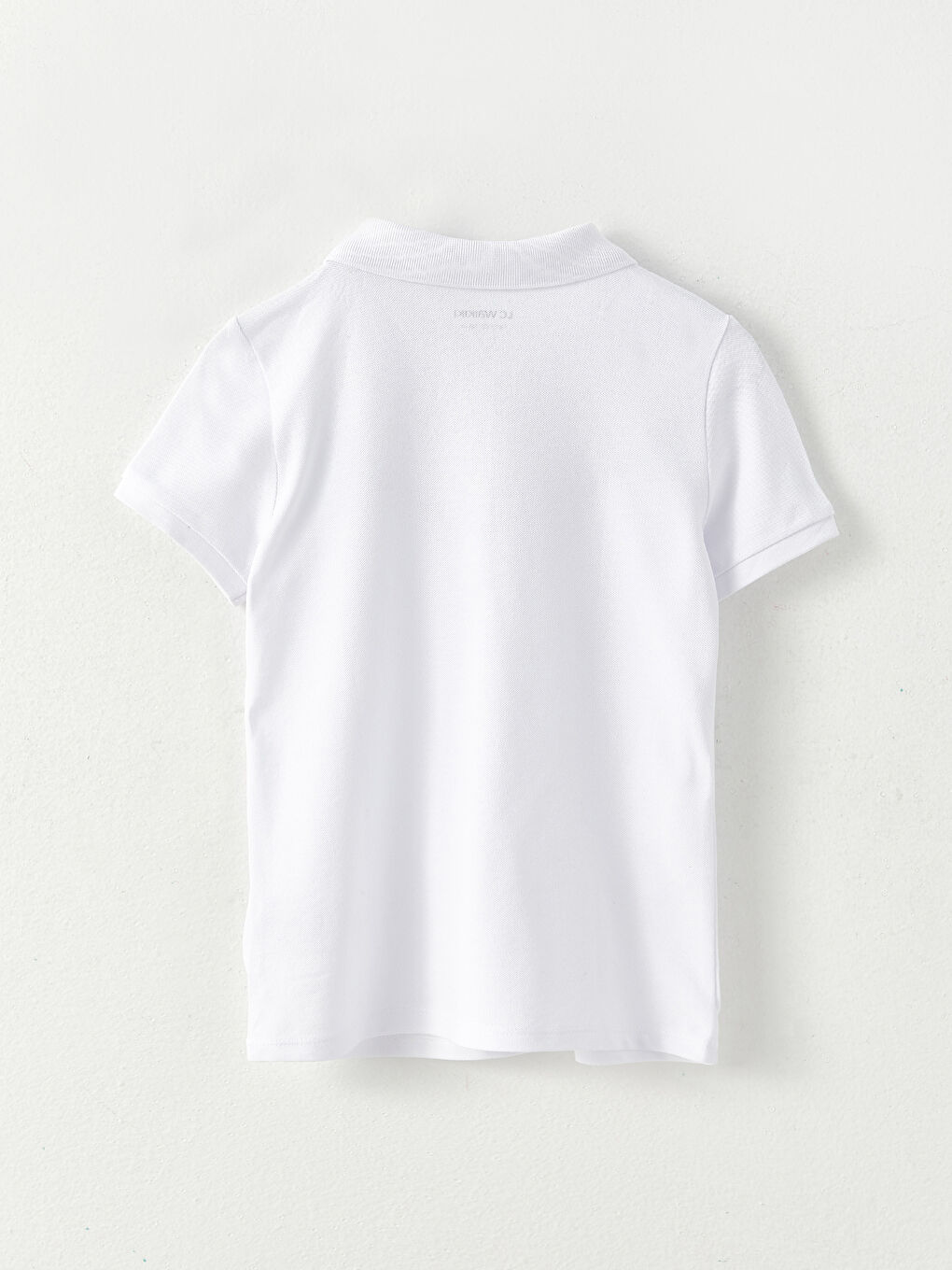 Beyaz Polo Yaka Basic Kısa Kollu Kız Çocuk Tişört-1