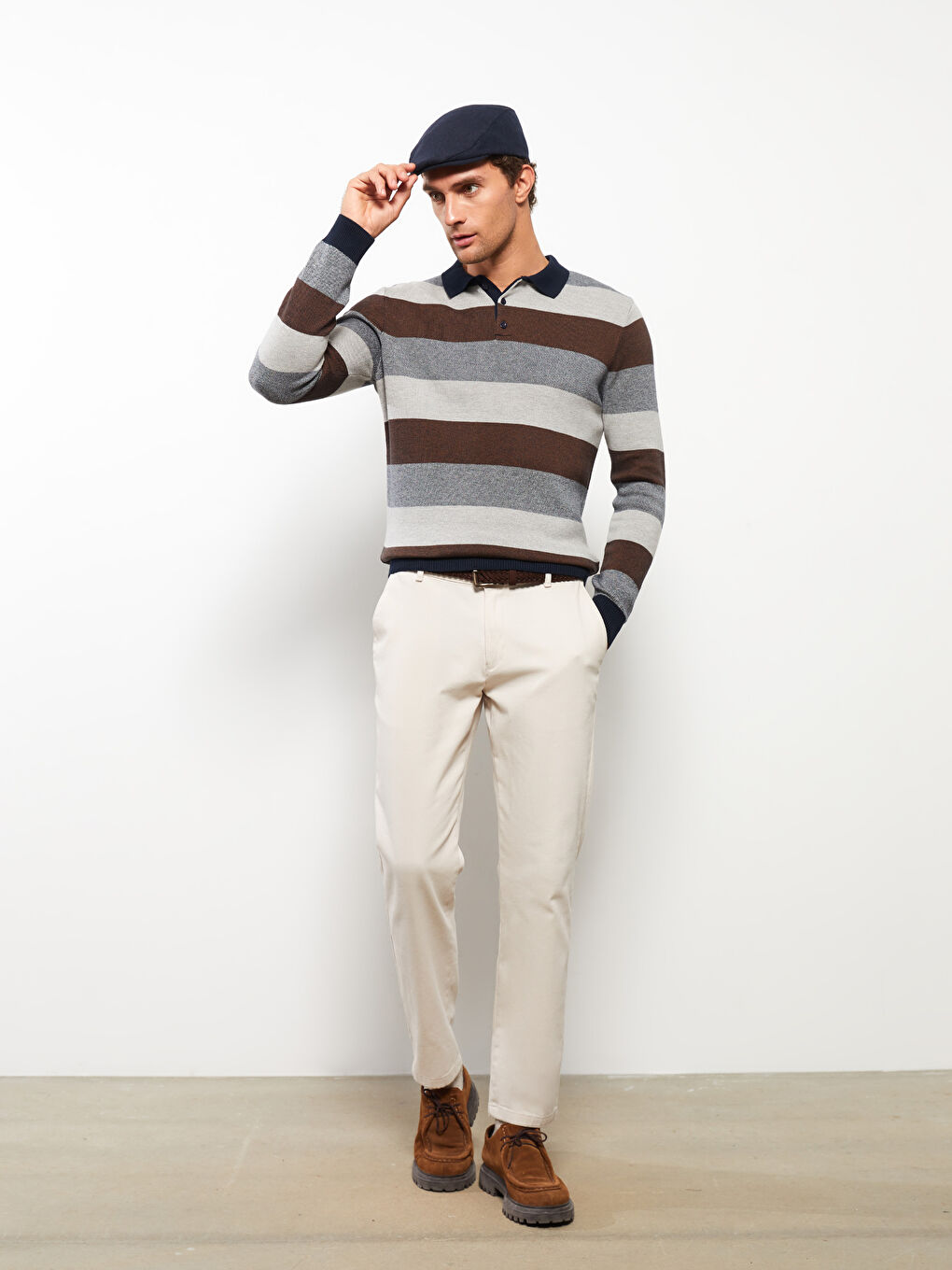 İndigo Düz Erkek Fırıncı Şapka-1