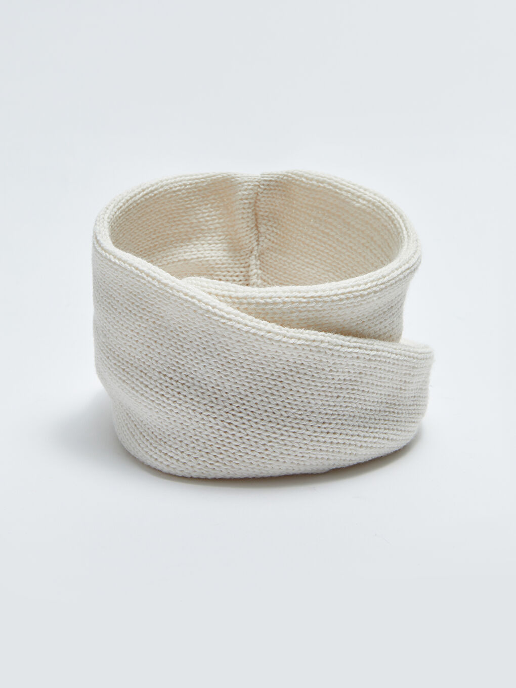 Ekru Kadın Düz Triko Boyunluk-3