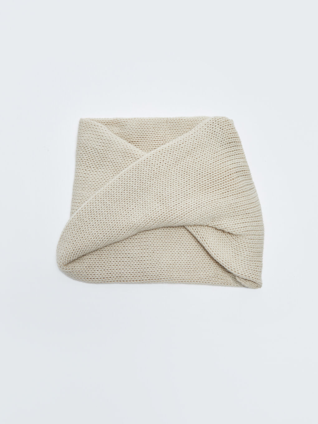 Bej Düz Kız Çocuk Triko Boyunluk-2