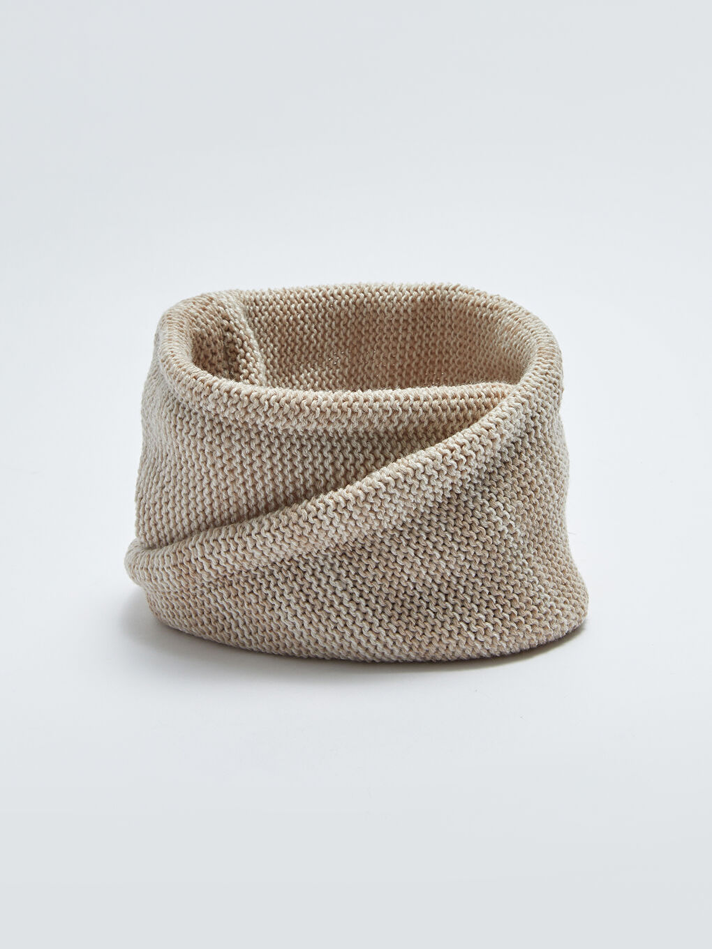 Bej Düz Triko Kadın Boyunluk-3