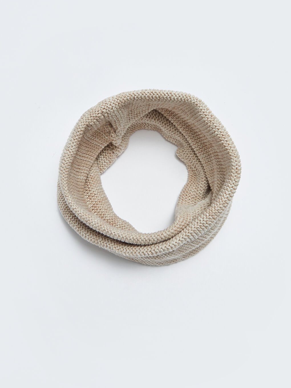 Bej Düz Triko Kadın Boyunluk-4