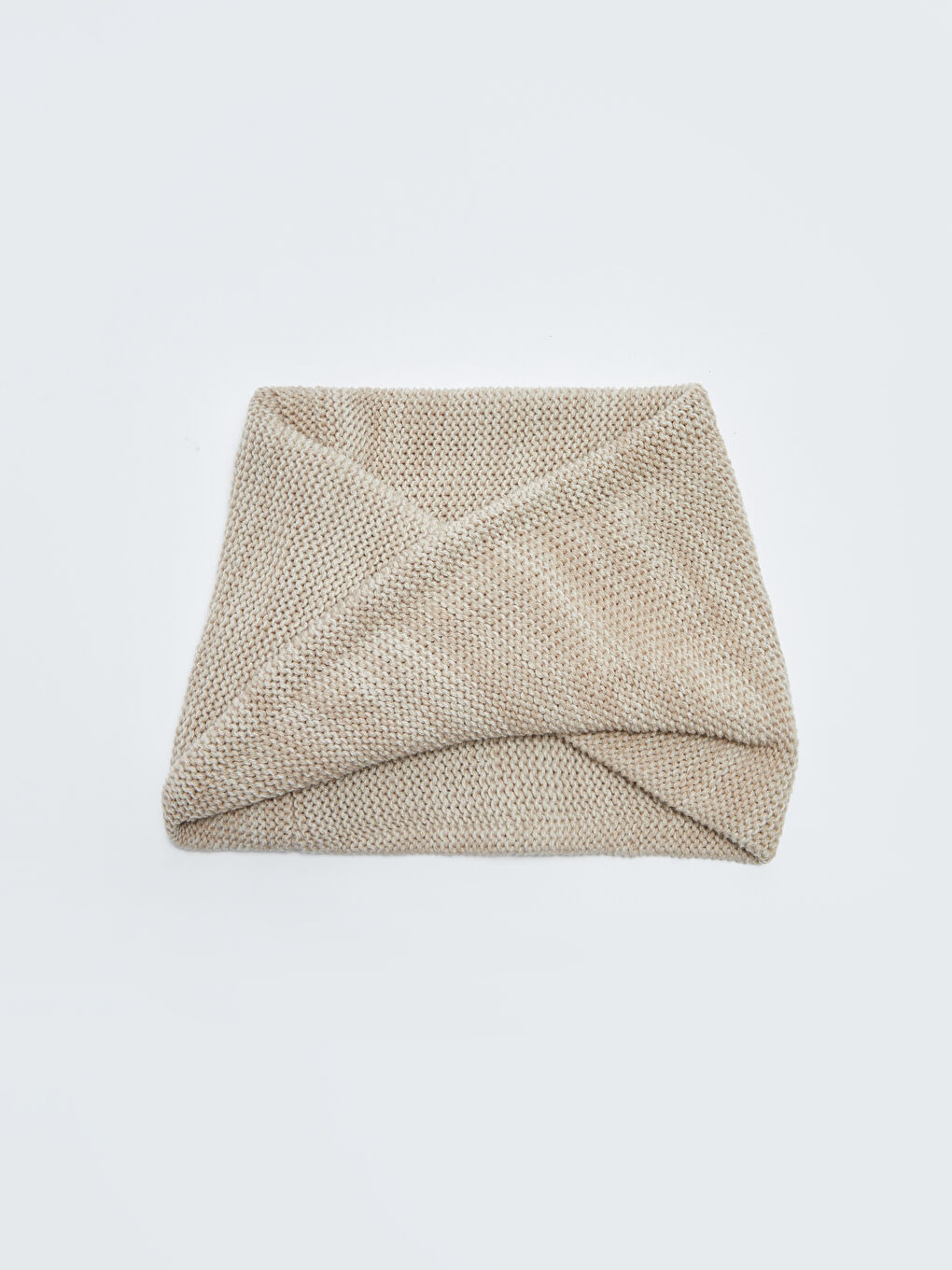 Bej Düz Triko Kadın Boyunluk-5